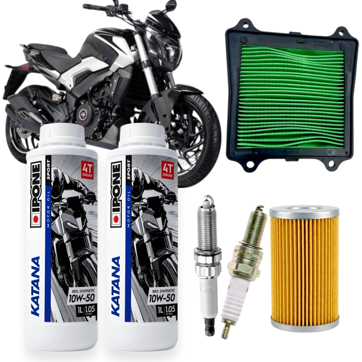 KIT MANTENCION FULL DOMINAR 250 IPONE 10W50 FILTROS BUJIAS