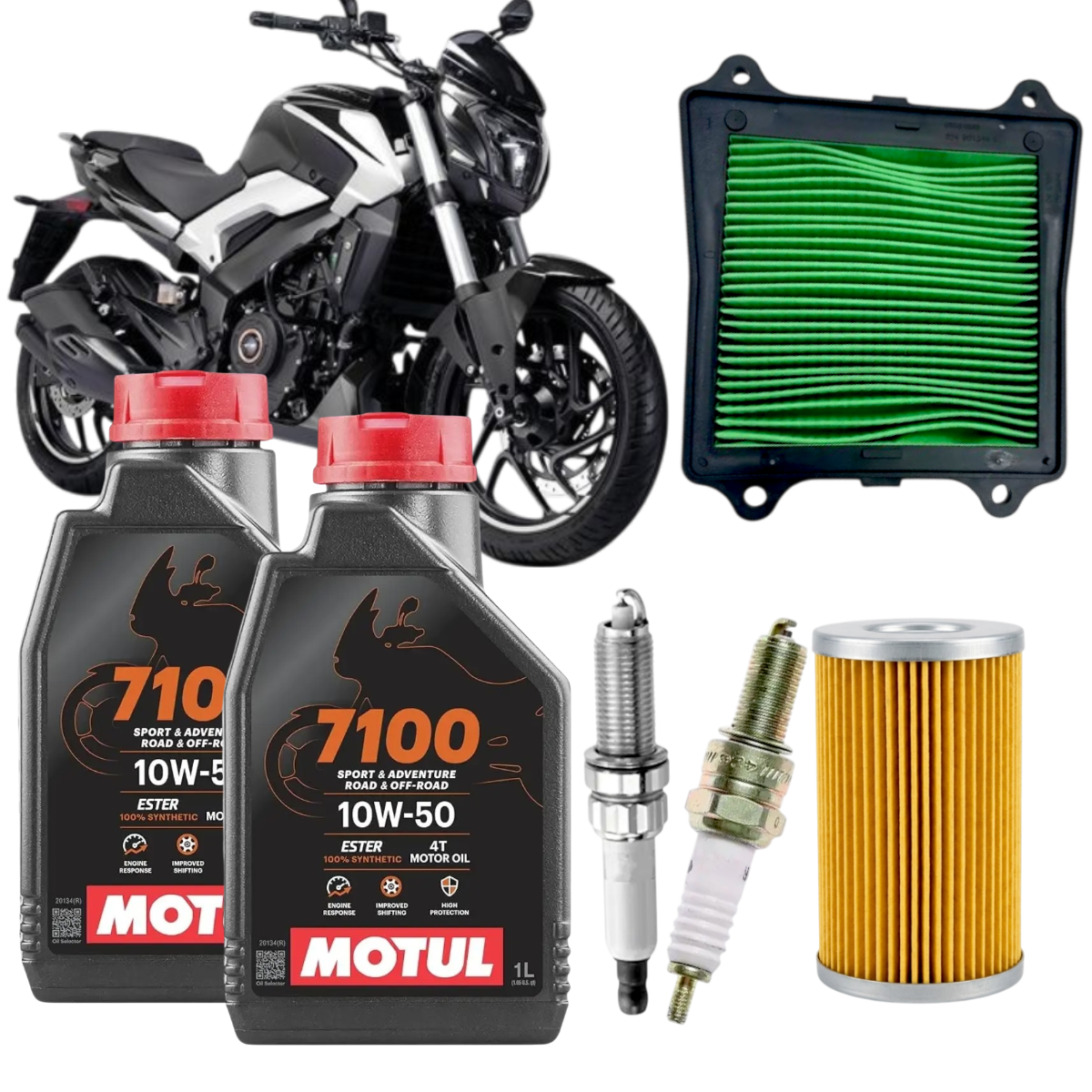 KIT MANTENCION FULL DOMINAR 250 MOTUL 7100 FILTROS BUJIAS