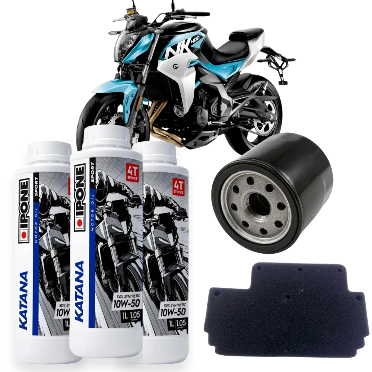 KIT MANTENCION FULL SINTETICO CF MOTO 400NK IPONE 10W50