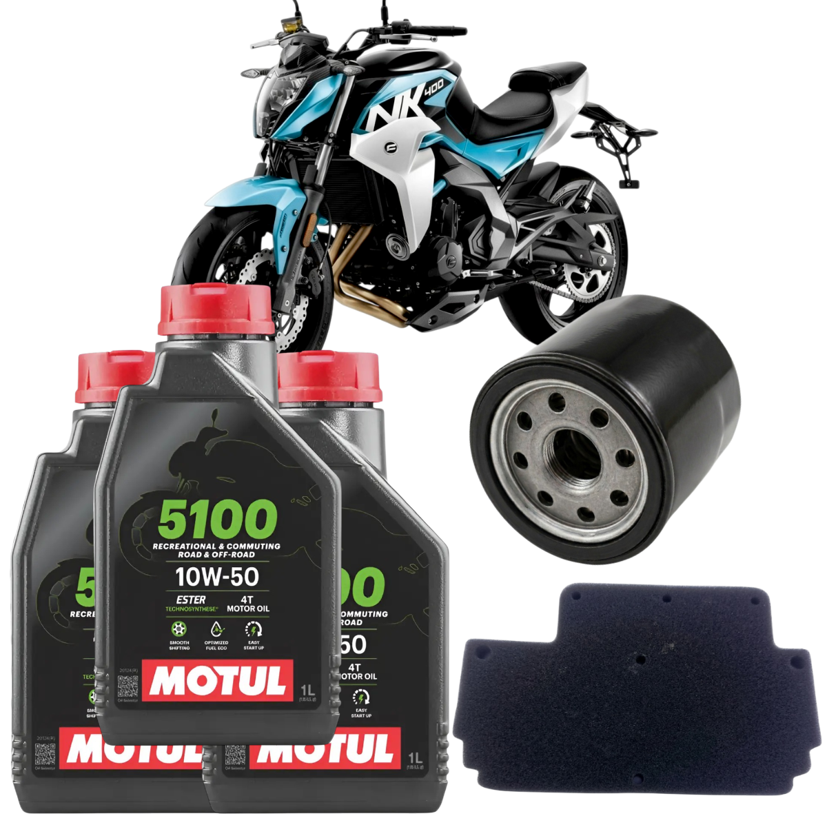 KIT MANTENCION CF MOTO 400NK MOTUL 5100 10W50 + FILTROS