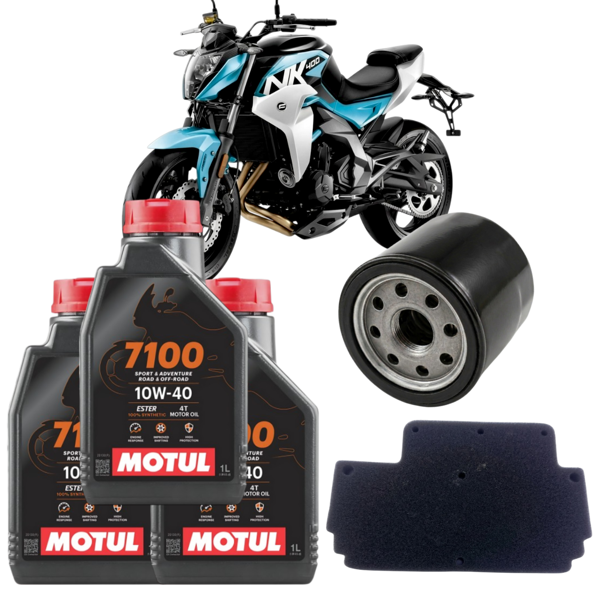 KIT MANTENCION FULL SINTETICO CF MOTO 400NK MOTUL 7100 10W40